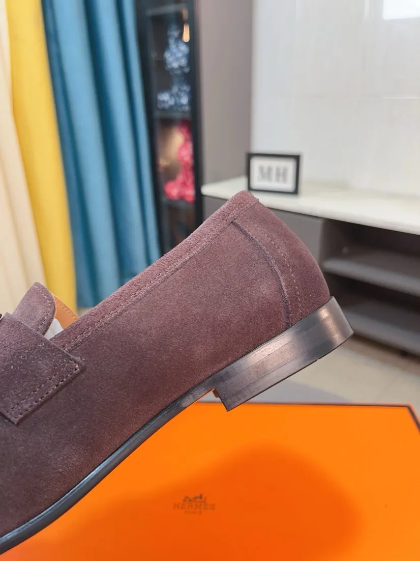 Men's shoes 💰560🌹🌹Niuli "HERMES" Hermès business leather shoes, original factory configuration, original imported cowhide upper + luxury hardware logo + fully imported original customized cowhide lining, sole: rubber wear-resistant outsole, difficult craftsmanship, original factory follow-up goods, 🔍🔍high quality code number: 38-44 45 can be customized